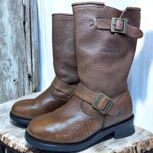 X Element Women Brown Leather Motorcycle Engineer Buckle Combat Boots size 7